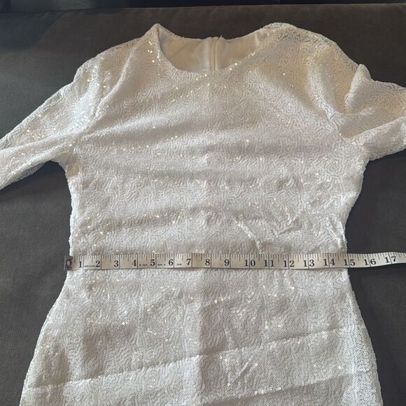 Women’s White Long Sleeve Sequin Formal Prom Party Dress Zip Back Size M NWOT - Picture 10 of 14